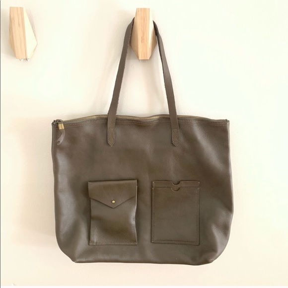 Madewell olive zip top transport tote with pockets - Picture 2 of 8